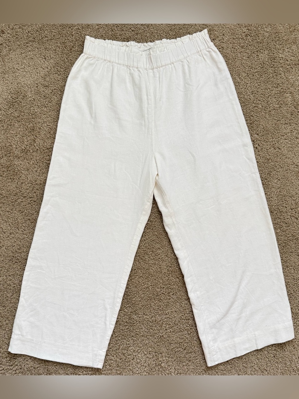 Abercrombie & Fitch Wide Leg Cropped Pants Womens Large • Linen Blend Relaxed - Picture 2 of 10